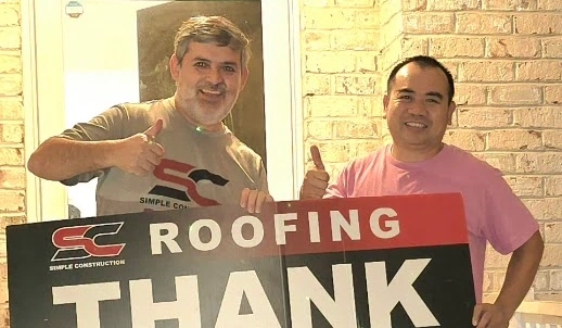 Simple Construction work truck in front of a completed project